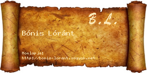 Bónis Lóránt névjegykártya